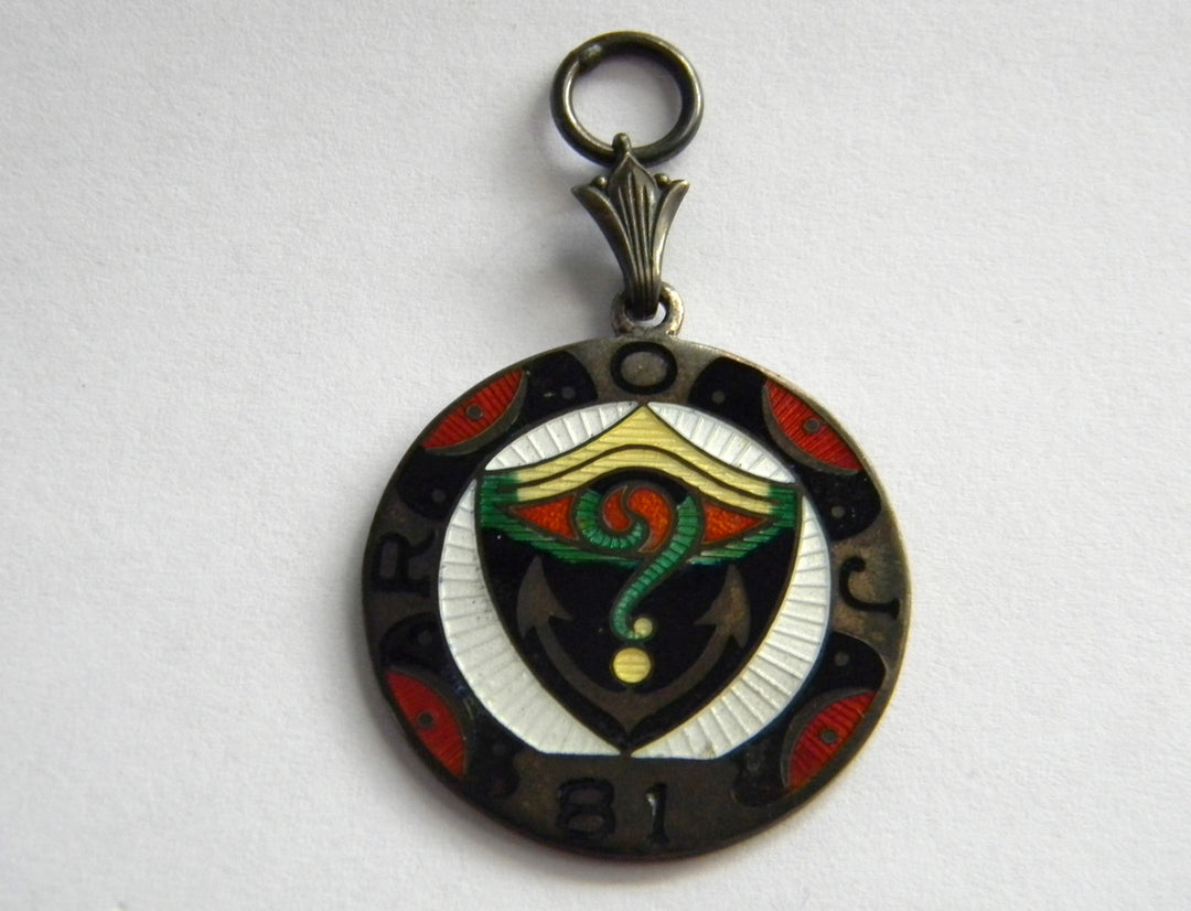p379 Vintage Sterling Royal Order of Jesters Pendant with Enamel Finish