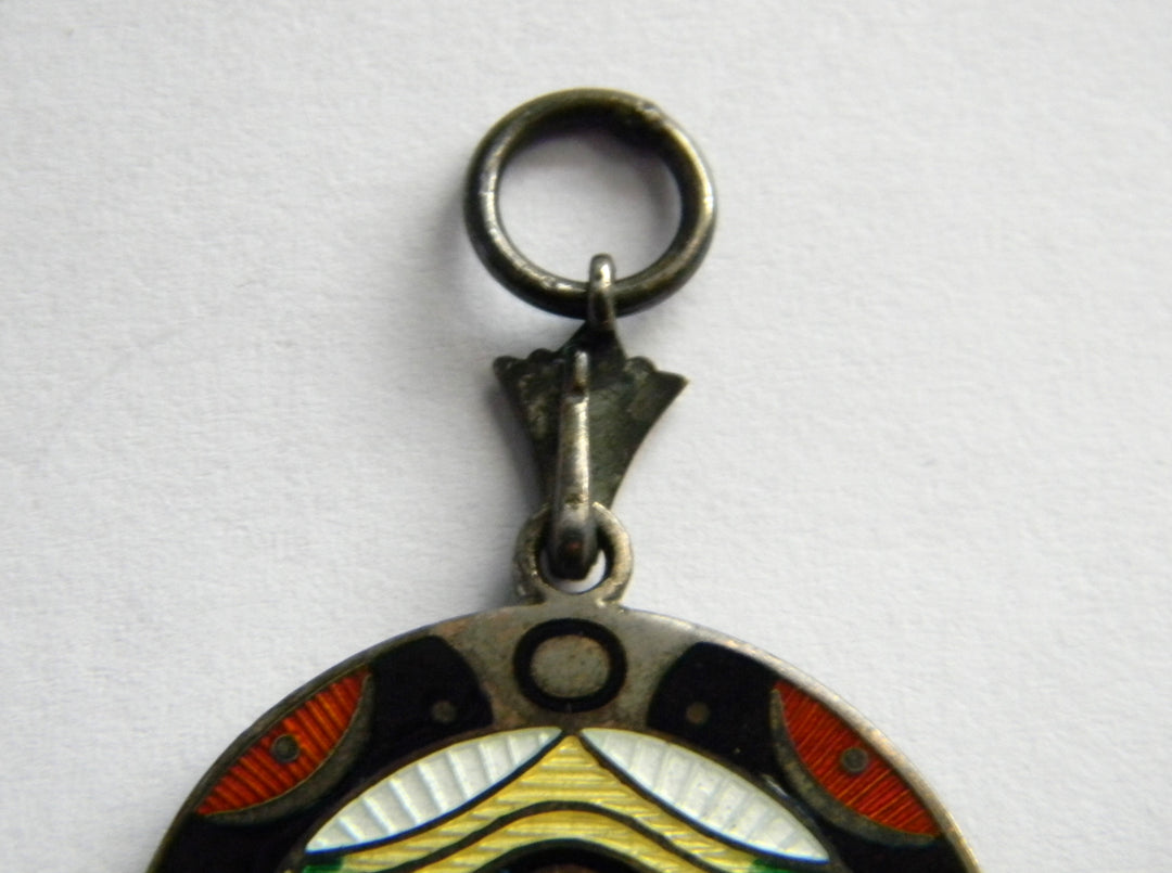 p379 Vintage Sterling Royal Order of Jesters Pendant with Enamel Finish