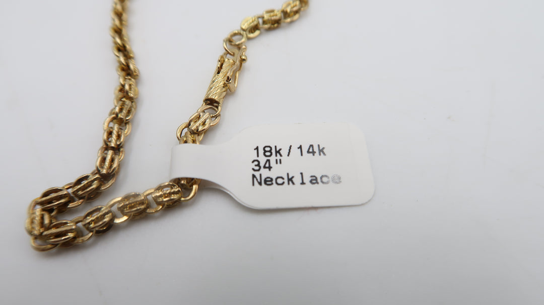 t546 14k/18k Yellow Gold Chain Necklace 34"