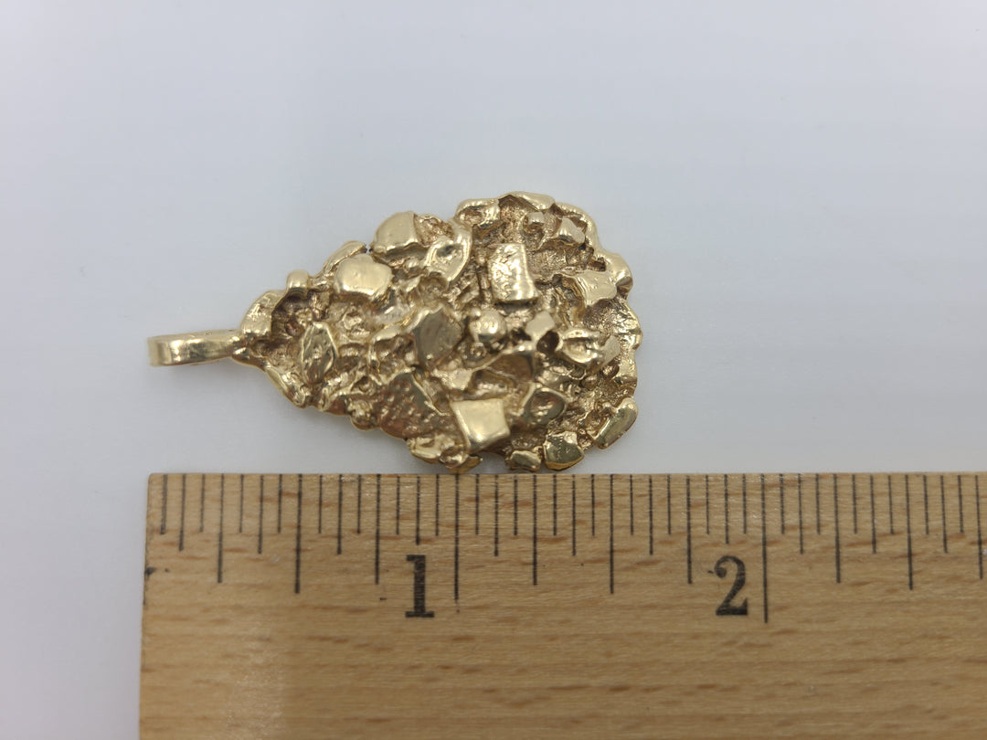 k759 Stunning Unisex 14kt Yellow Gold Nugget Pendant