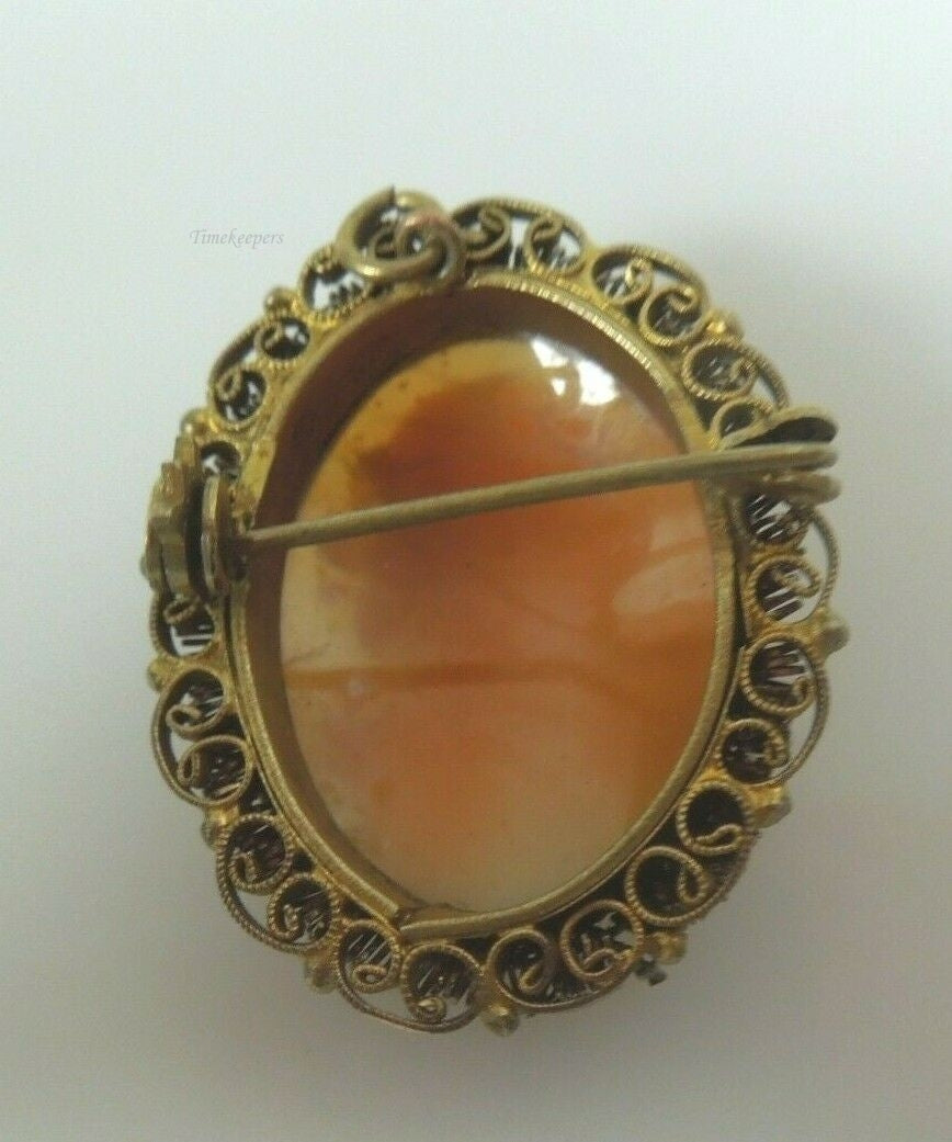 R016 Vintage Beautiful Gold Tone Carved Shell Cameo 2024 Ornate Pin Brooch Pendant