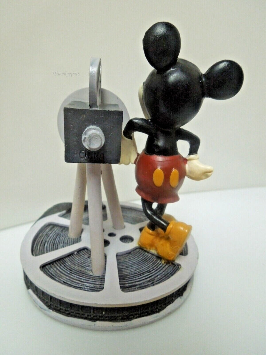 r879 Disney Mickey Mouse Movie Film Reel Figurine With A Clock LIGHTS  CAMERA ACTION