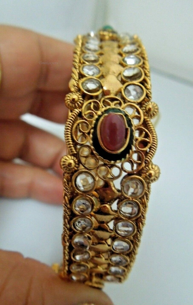 r649 Indian Bangles Kada Adjustable Bracelet Gold Filled Kundan