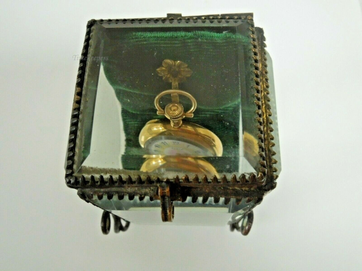 Antique French jewelry offers box with beveled glass, 1800s, watch holder