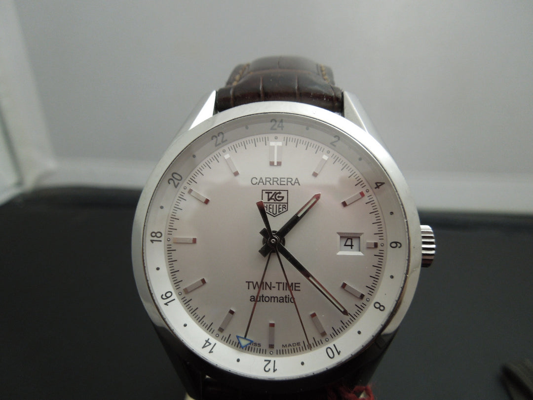 b900 Handsome Men's Tag Heuer Carrera Twin Time WV2116 Automatic Wristwatch