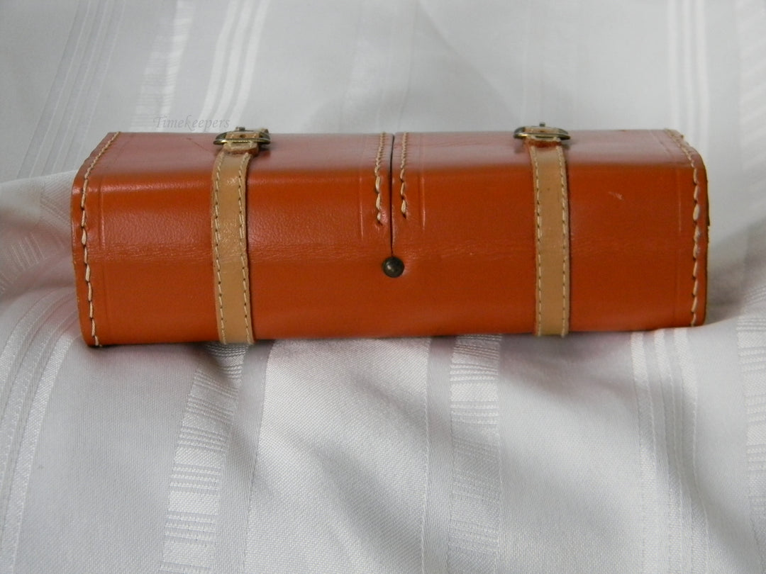 h403 (2) Leather Luggage Style Folding Endura Travel Alarm Clocks