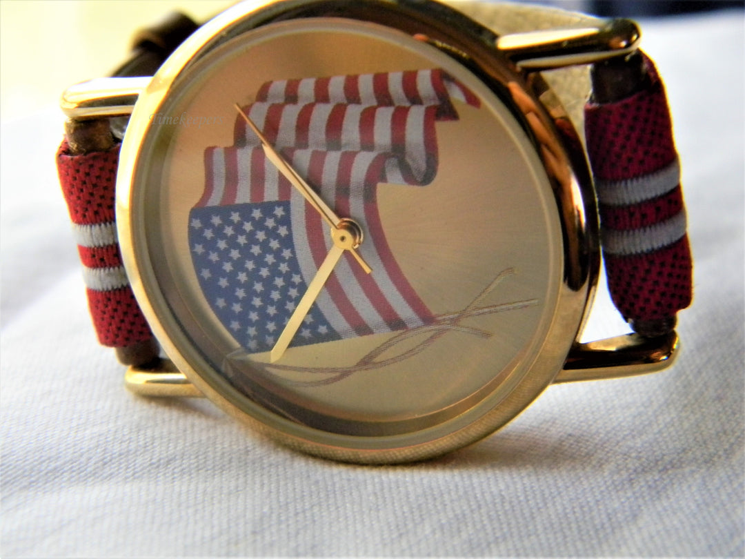 j511 Nice Quartz Flag Watch by Valdawin with Star Spangled Band
