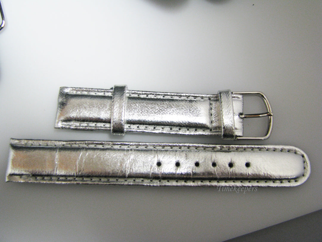 Lot of 10 Stitched Shiny Silver Leather Watch Bands 16 mm