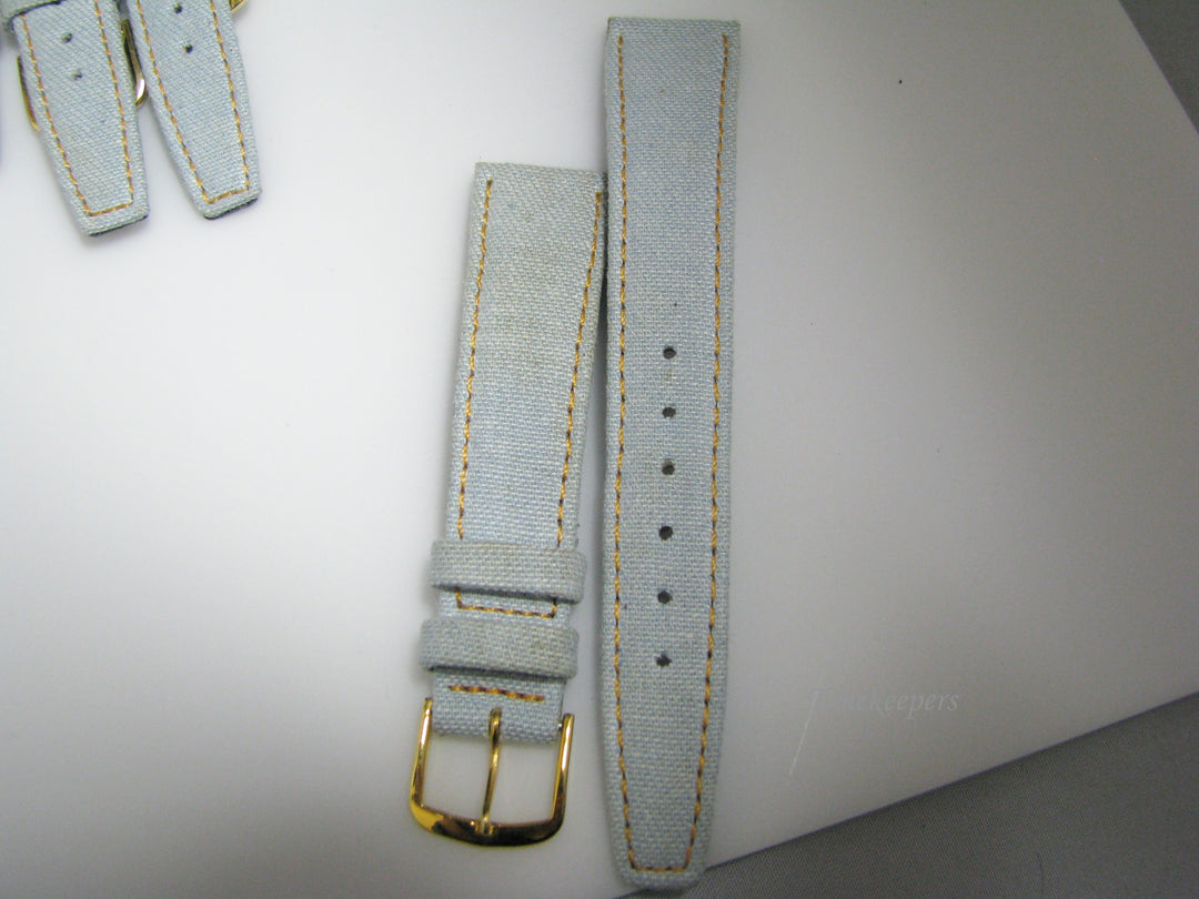 Lot of 10 Stitched Light Blue Denim/ Leather Watch Bands 18 mm