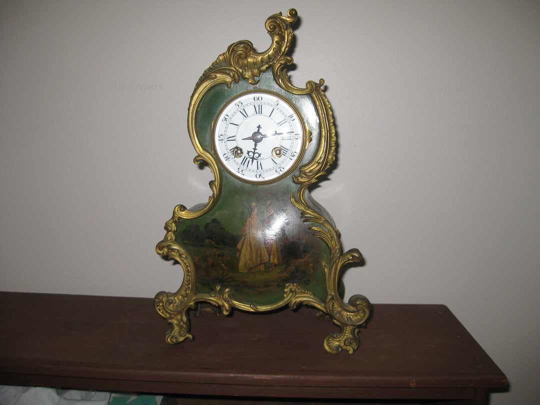 G176 1800's French Wood and Bronze 8 Day clock