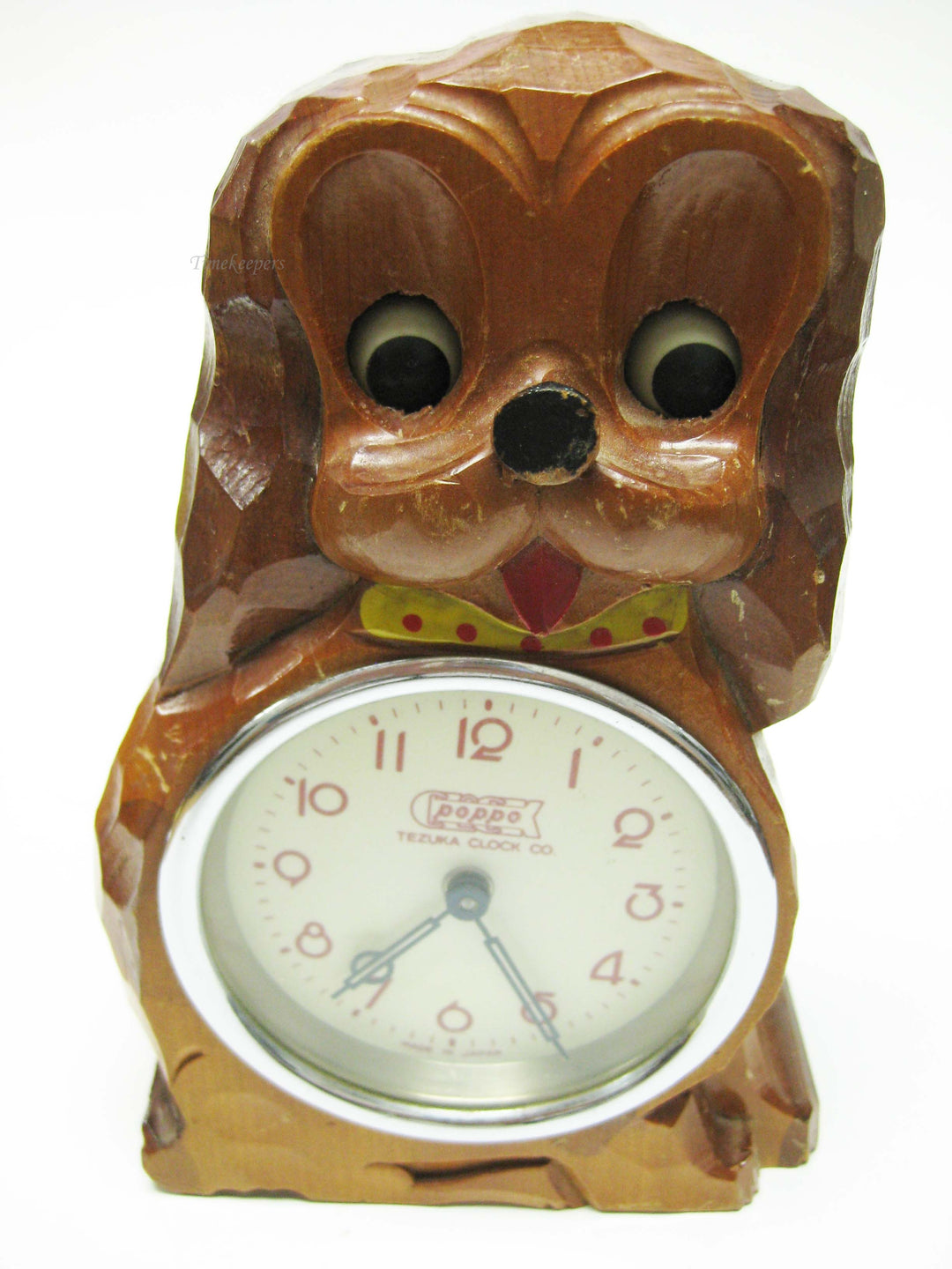 b758 Cute Tezuka Clock Co Poppo Dog Moving Eyes Wind Up Desk Clock