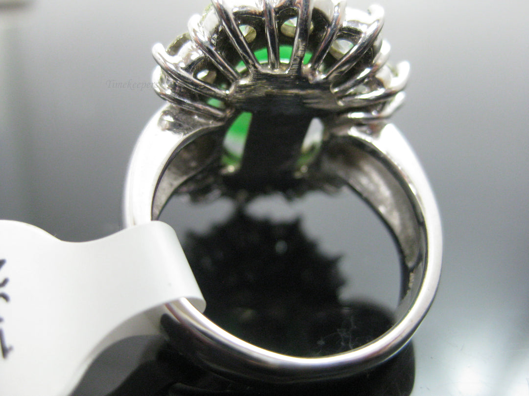 g284 Stunning 14kt White Gold Jade Statement ring with 10 Beautiful Diamonds 2.50TDW
