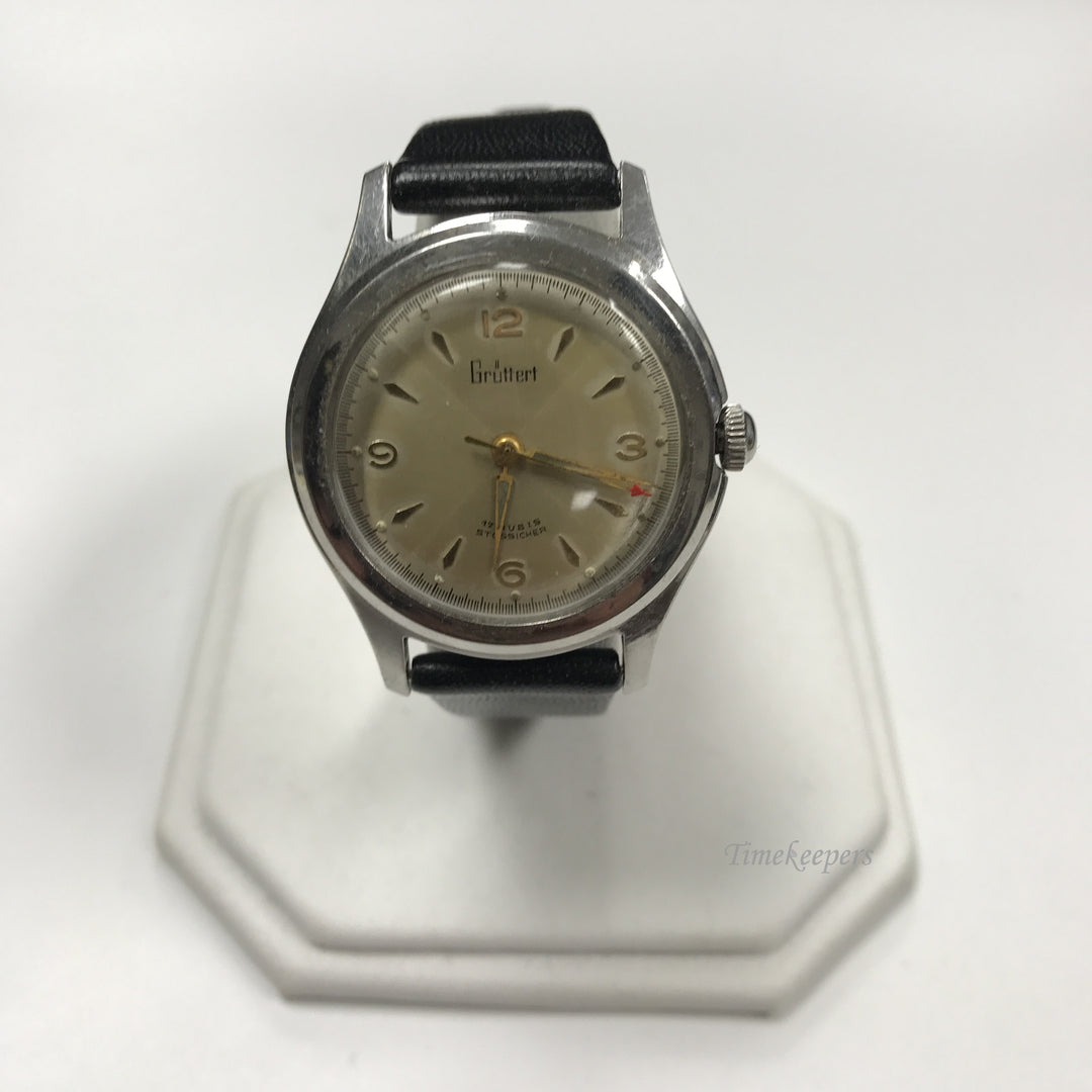d041 Vintage Gruttert 17 Rubis Stossicher Automatic Silver Tone Men Wrist Watch