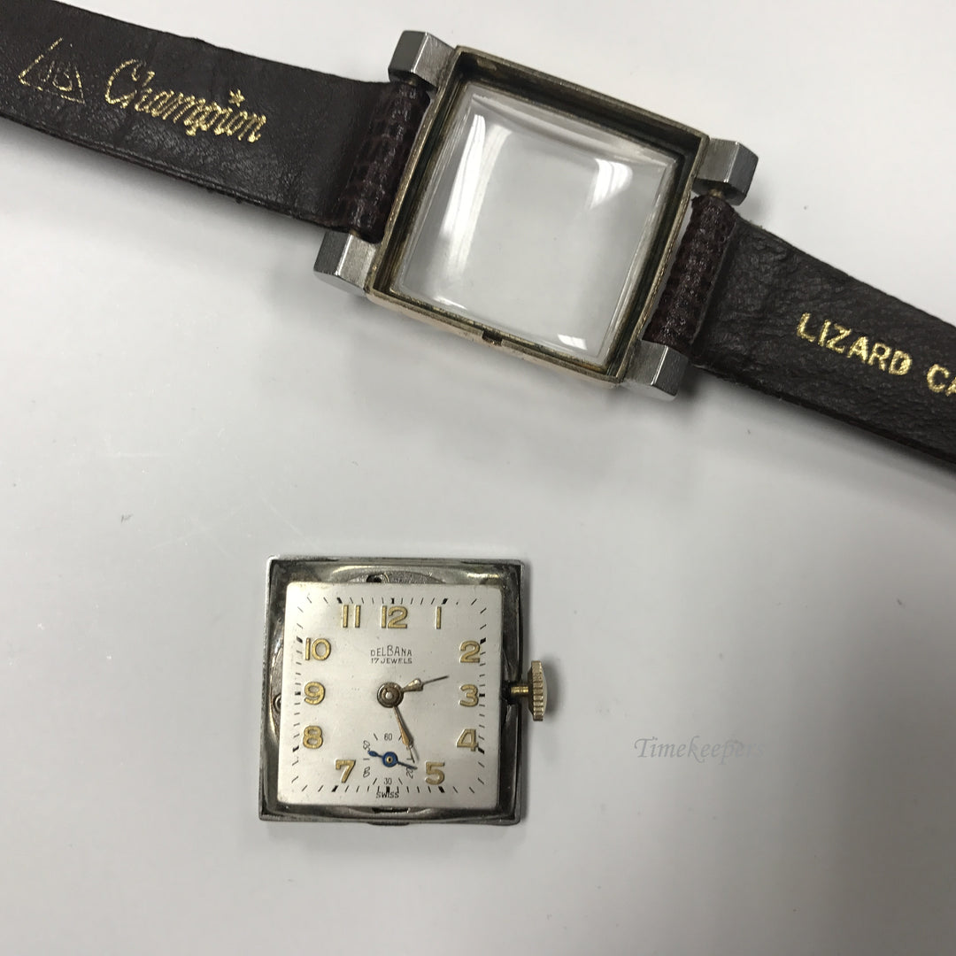 d019 Vintage Original Delbana Swiss 17J Hand Winding Silver Two Tone Wrist Watch