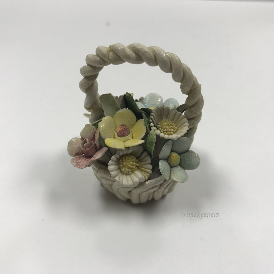 d204 Vintage Gegia Bronzini Italy Porcelain Flower Basket With Twisted Handle