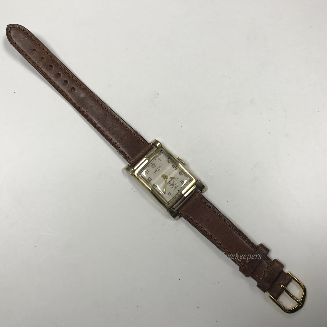 d347 Vintage Original Tressa Gold Tone Stainless Mechanical Wrist Watch 1950's