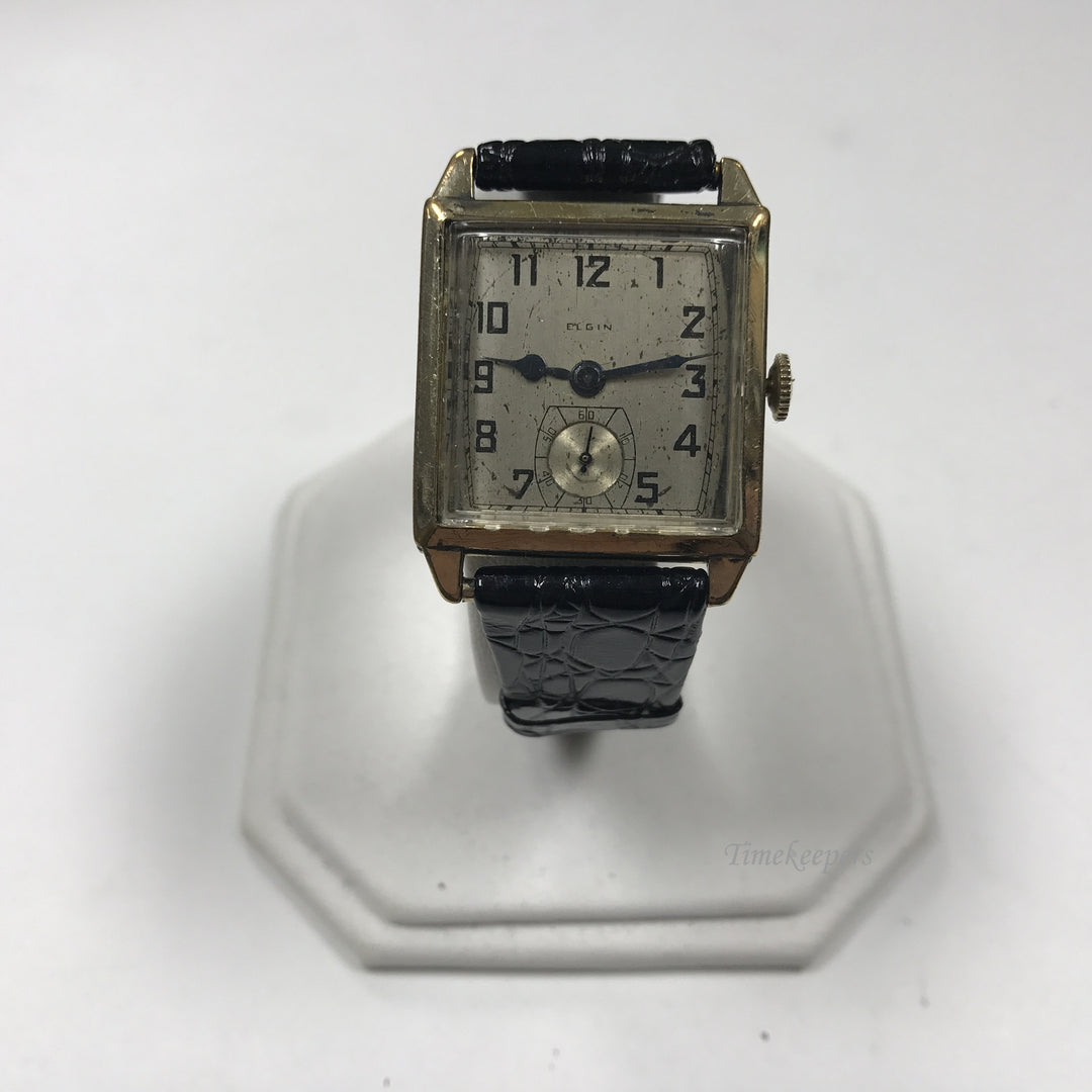 d349 Vintage Authentic Elgin Gold Tone Mechanical Men's Wrist Watch