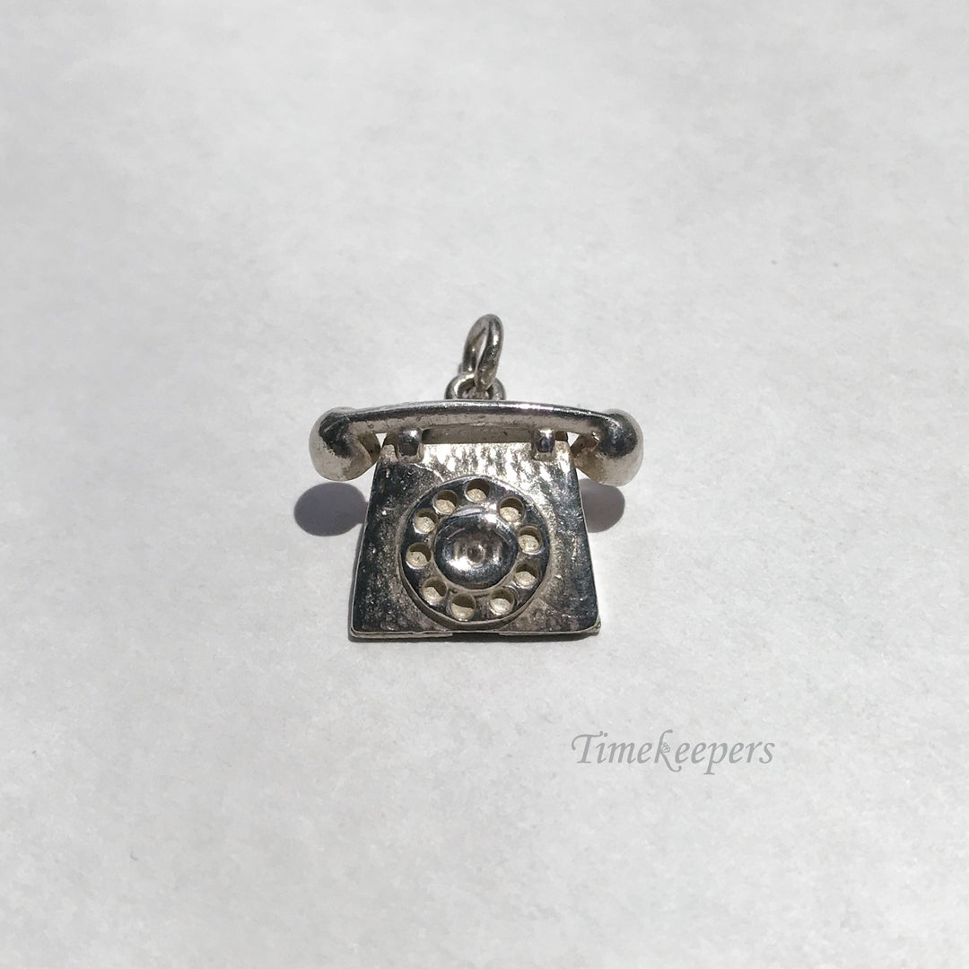 e075 Vintage Sterling Silver Old Fashion Phone Charm Pendant