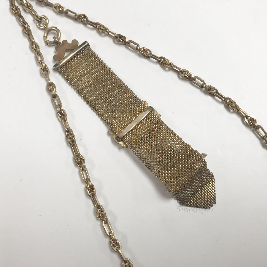 e499 Antique Gold Filled Mesh Fob Vest Pocket Watch Chain
