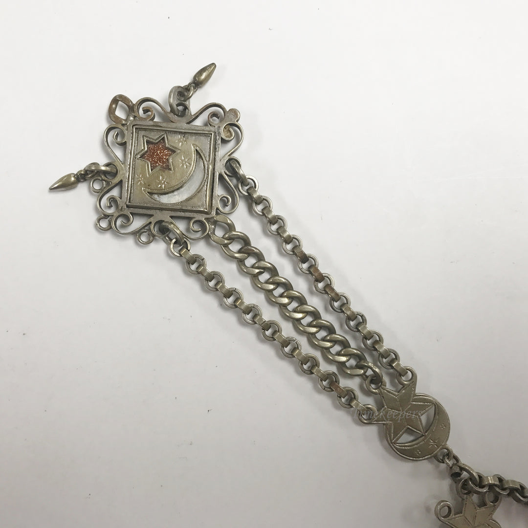 e500 Antique Gold Filled Star Medallion Vest Pocket Watch Chain