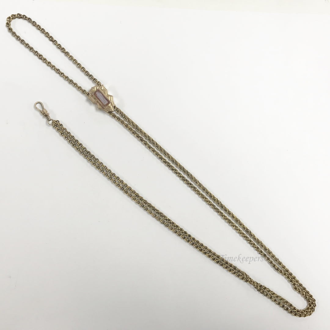 e509 Antique Gold Filled Necklace Chain for Pocket or Pendant Watch 57"
