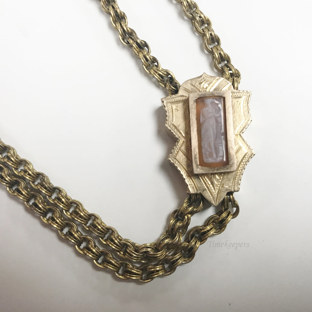 e509 Antique Gold Filled Necklace Chain for Pocket or Pendant Watch 57"