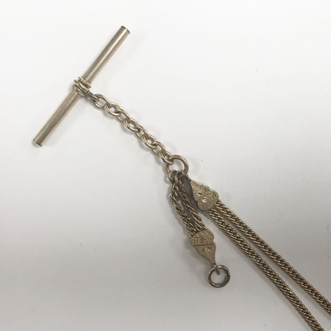 e534 Antique Gold Filled Vest Pocket Watch Slider Double Chain & Pendant Link