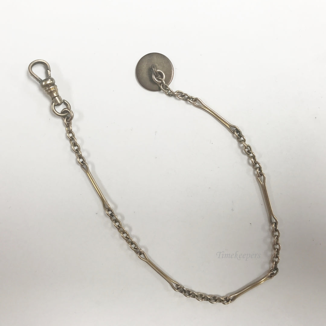 e537 Antique Gold Filled Vest Pocket Watch Link Chain Button Insert