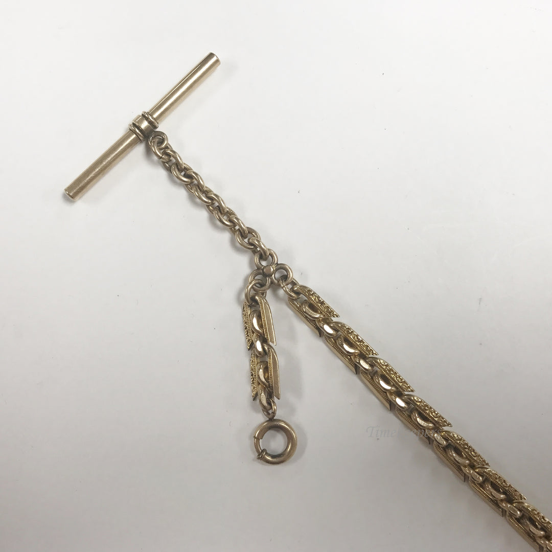 e539 Antique Gold Filled Vest Pocket Watch Ornamental Link Chain
