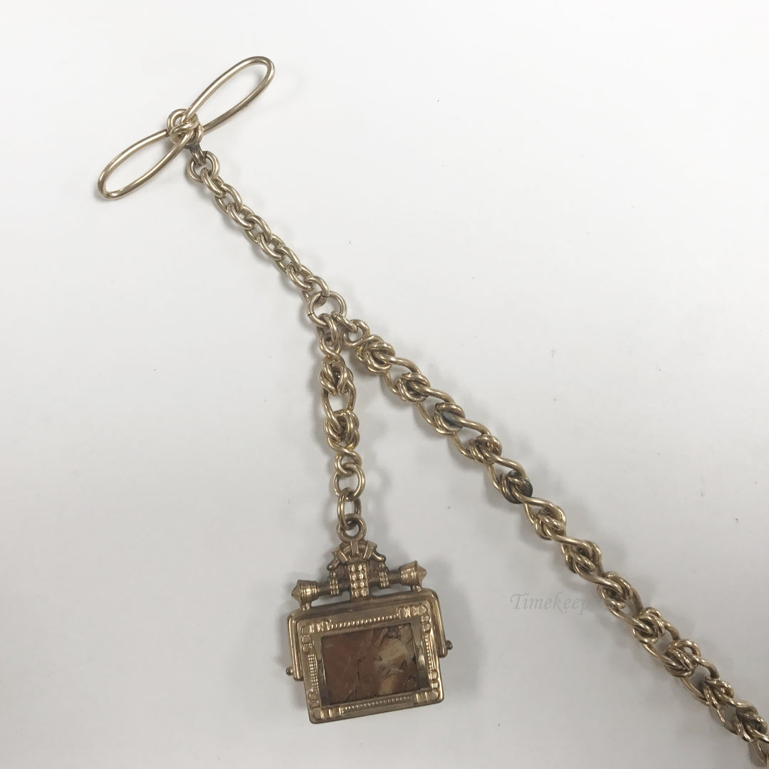 e541 Antique Gold Filled Vest Pocket Watch Gold Tone Link Chain & Pendant