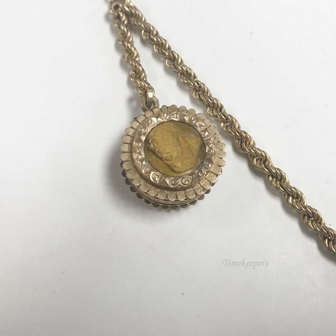 e553 Antique Gold Filled Vest Pocket Watch Twisted Link Chain Round Locket