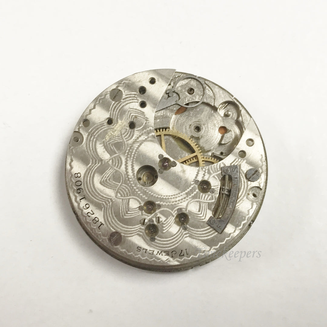 e884 Antique Elgin Pocket Watch Movement 17J for Parts or Repair
