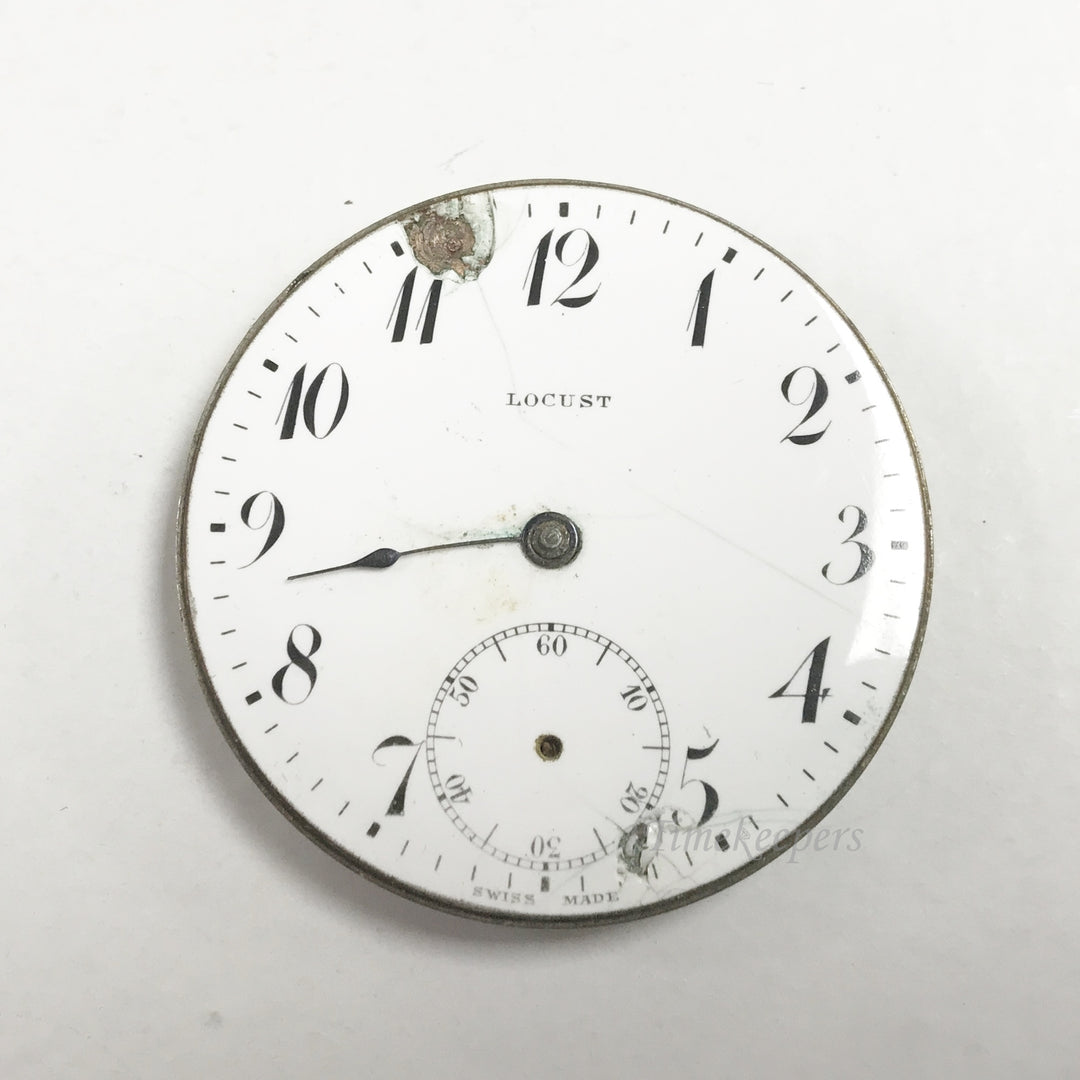e886 Antique Locust Switzerland Pocket Watch Movement 7J for Parts or Repair