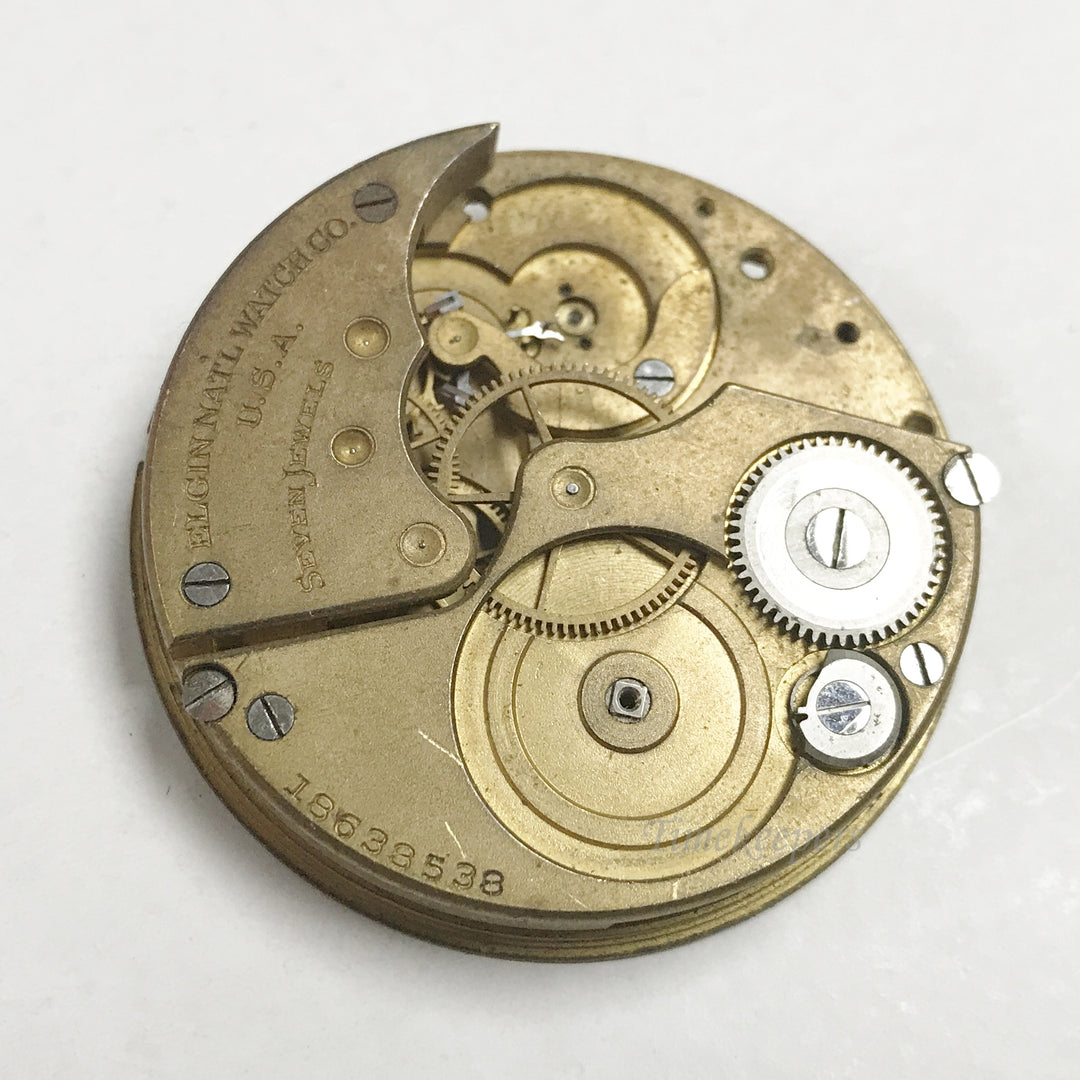 e890 Antique Elgin Pocket Watch Movement 7J for Parts or Repair 1916