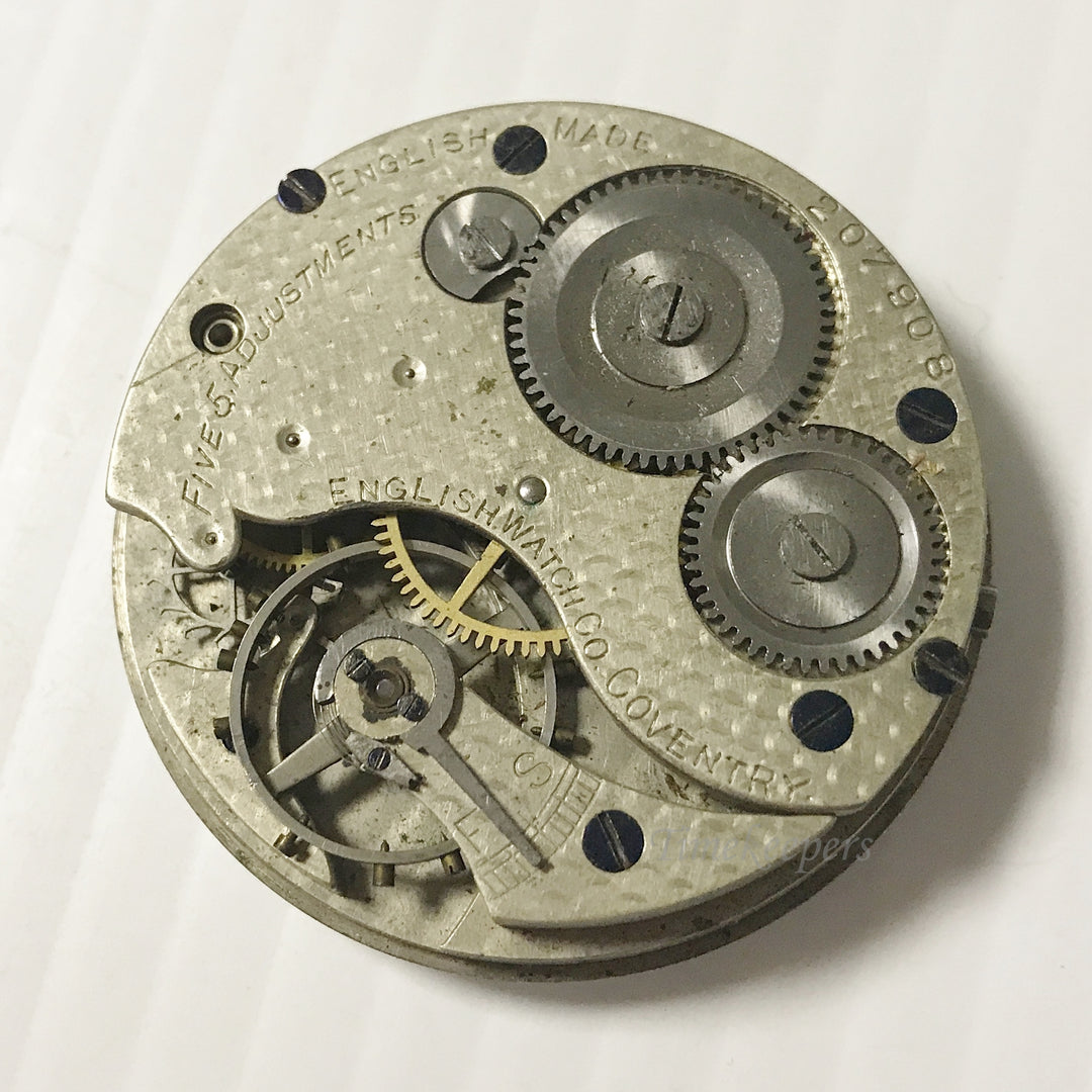 e911 Antique English Complete Watch Movement for Parts or Repair 18S