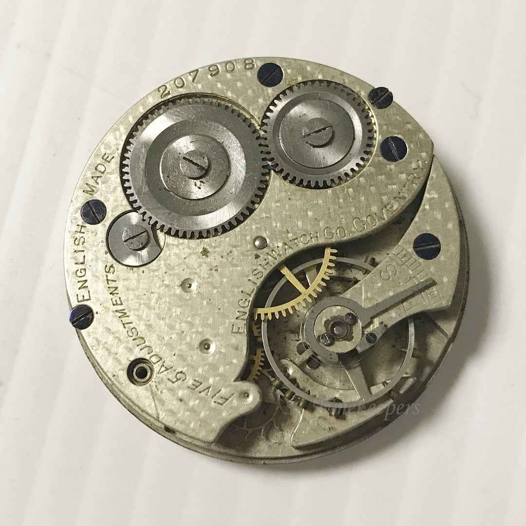 e911 Antique English Complete Watch Movement for Parts or Repair 18S