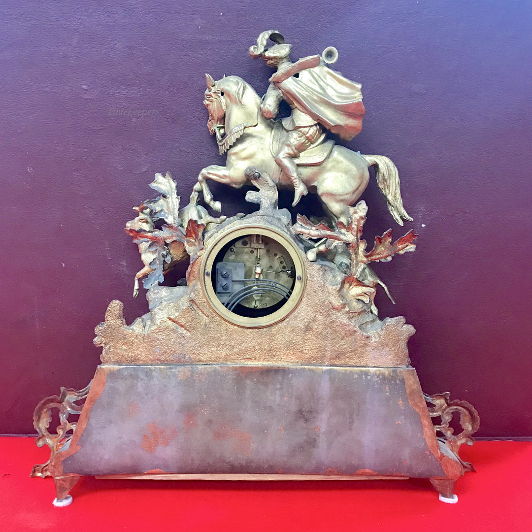 f244 Antique 1800s Bronze Mantel Stand Clock Made in France