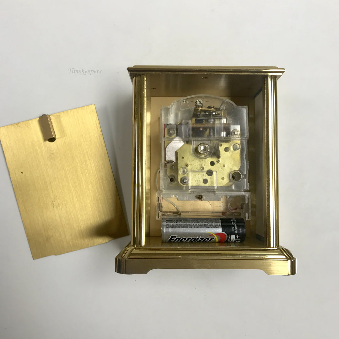 f415 Vintage Hamilton Electronic Brass Miniature Shelf Mantel Clock