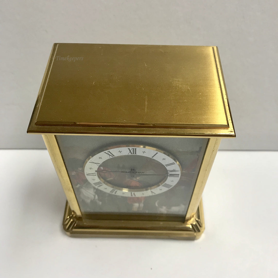 f415 Vintage Hamilton Electronic Brass Miniature Shelf Mantel Clock