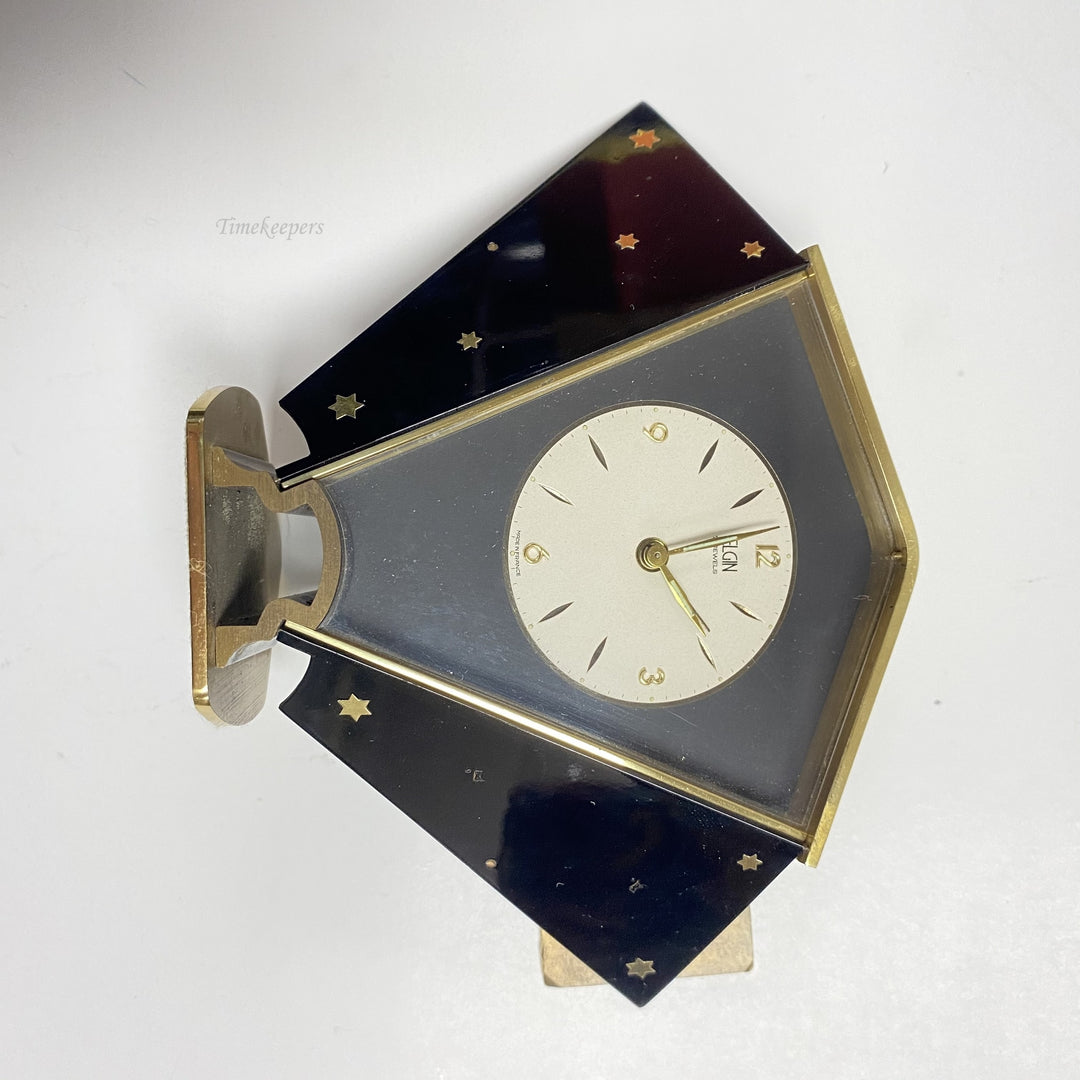 f497 Vintage Elgin Made in France Shelf 7 Jewel Alarm Clock & Box