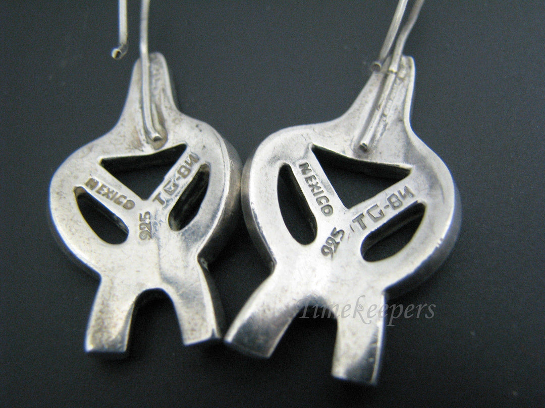 c263 Unique Sterling Silver Tribal Mask Dangle French Hook Earrings