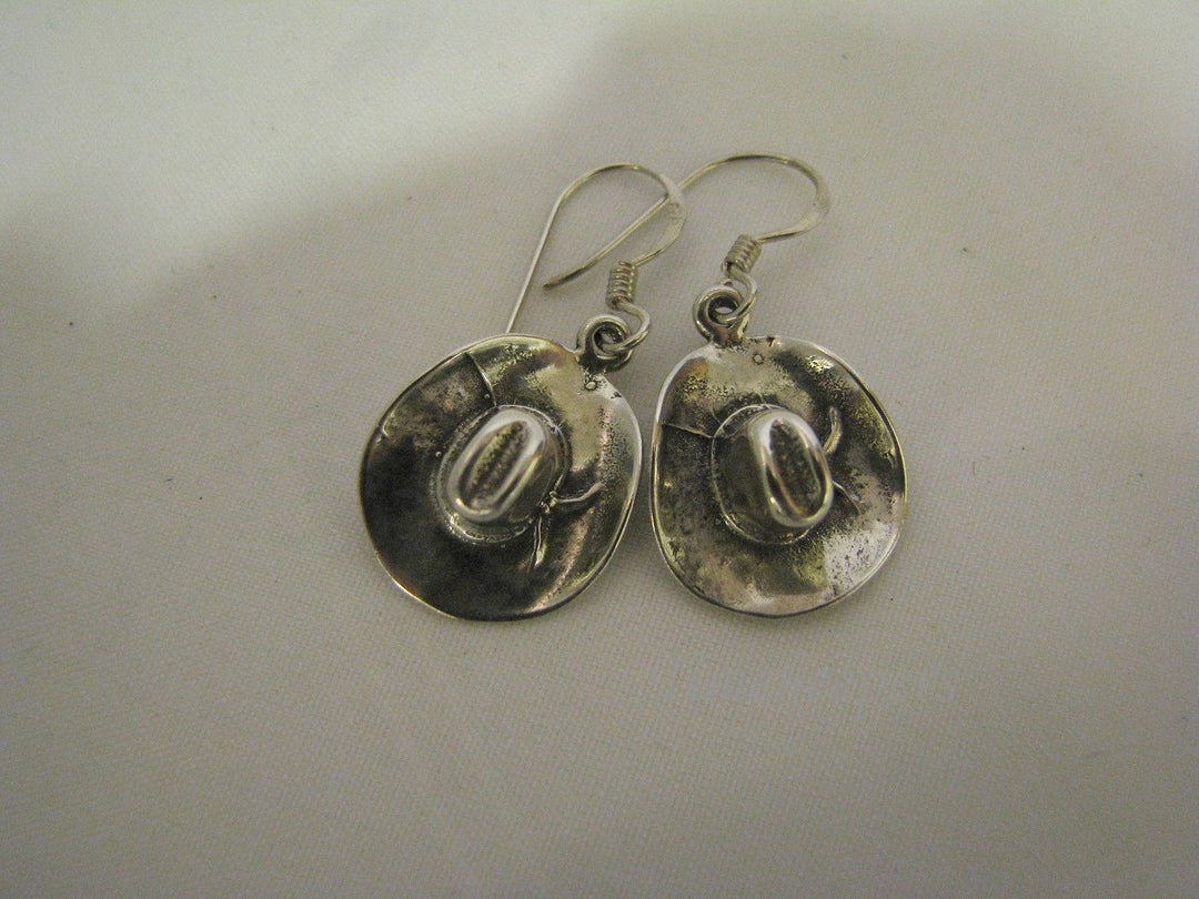 c660 Cute and Fun Cowboy Hat Dangle French Hook Earrings in Sterling Silver