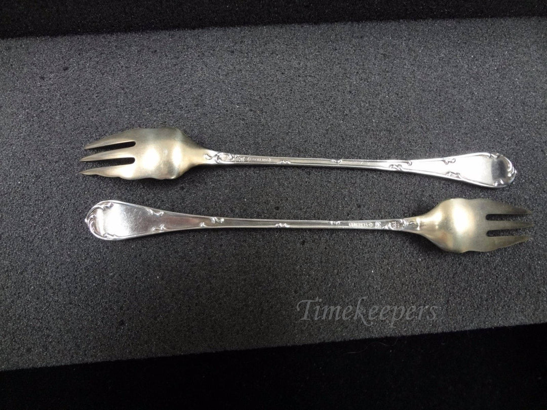 a916 Beautiful Vintage Set of (2) Sterling Silver Cocktail Forks by Towle Rustic