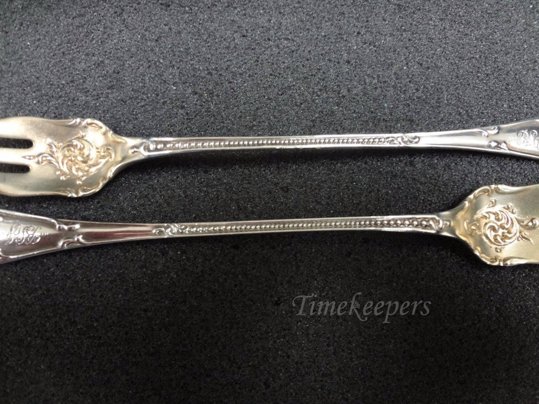 a916 Beautiful Vintage Set of (2) Sterling Silver Cocktail Forks by Towle Rustic