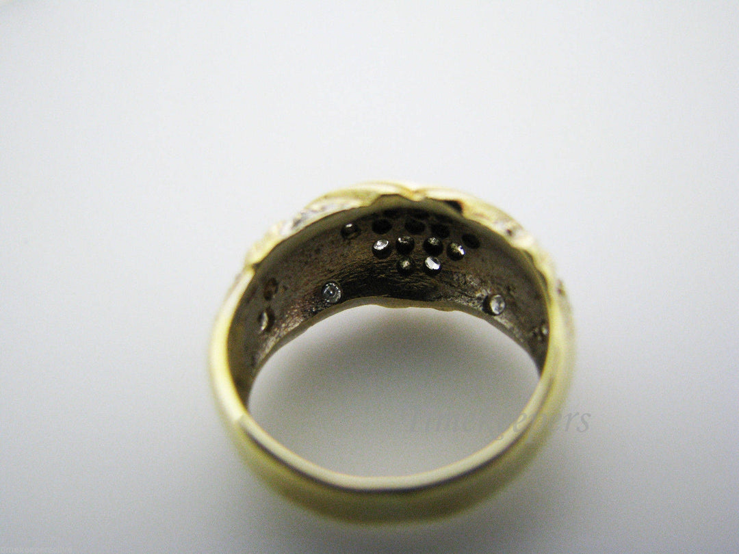 c583 Lovely 14k Yellow Gold Multi Diamond Domed Ring