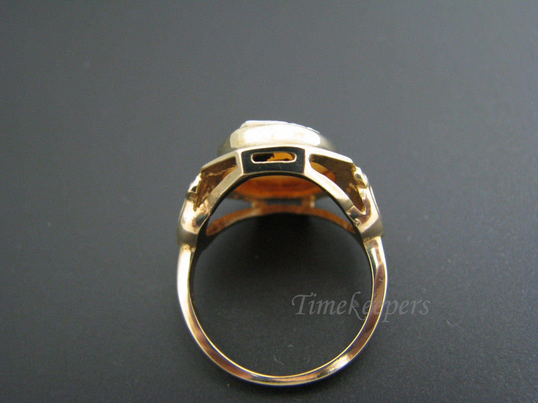 c618 Elegant Vintage 10k Yellow Gold Cameo Ring in Bezel Setting