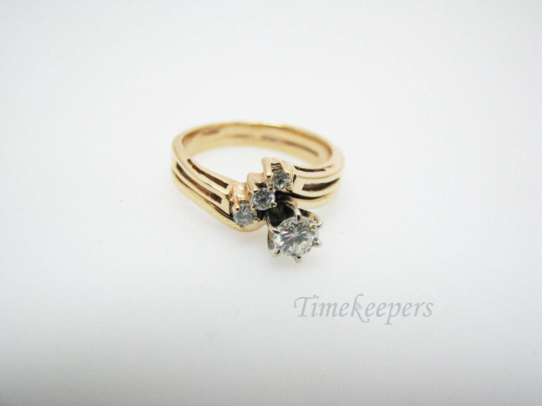 c412 Lovely 14k Yellow Gold Diamond Engagement Ring and Wedding Band