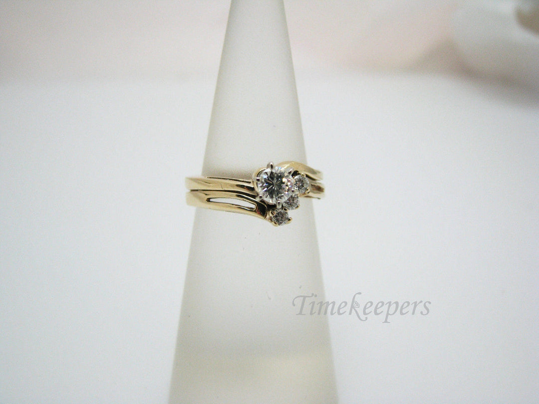 c412 Lovely 14k Yellow Gold Diamond Engagement Ring and Wedding Band
