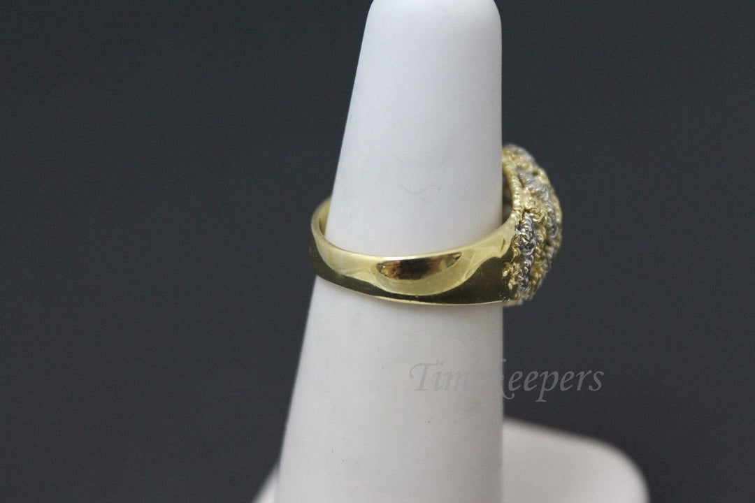 a873 Vintage Beautiful Diamond Cluster Domed Ring in 18k Yellow &amp; White Gold