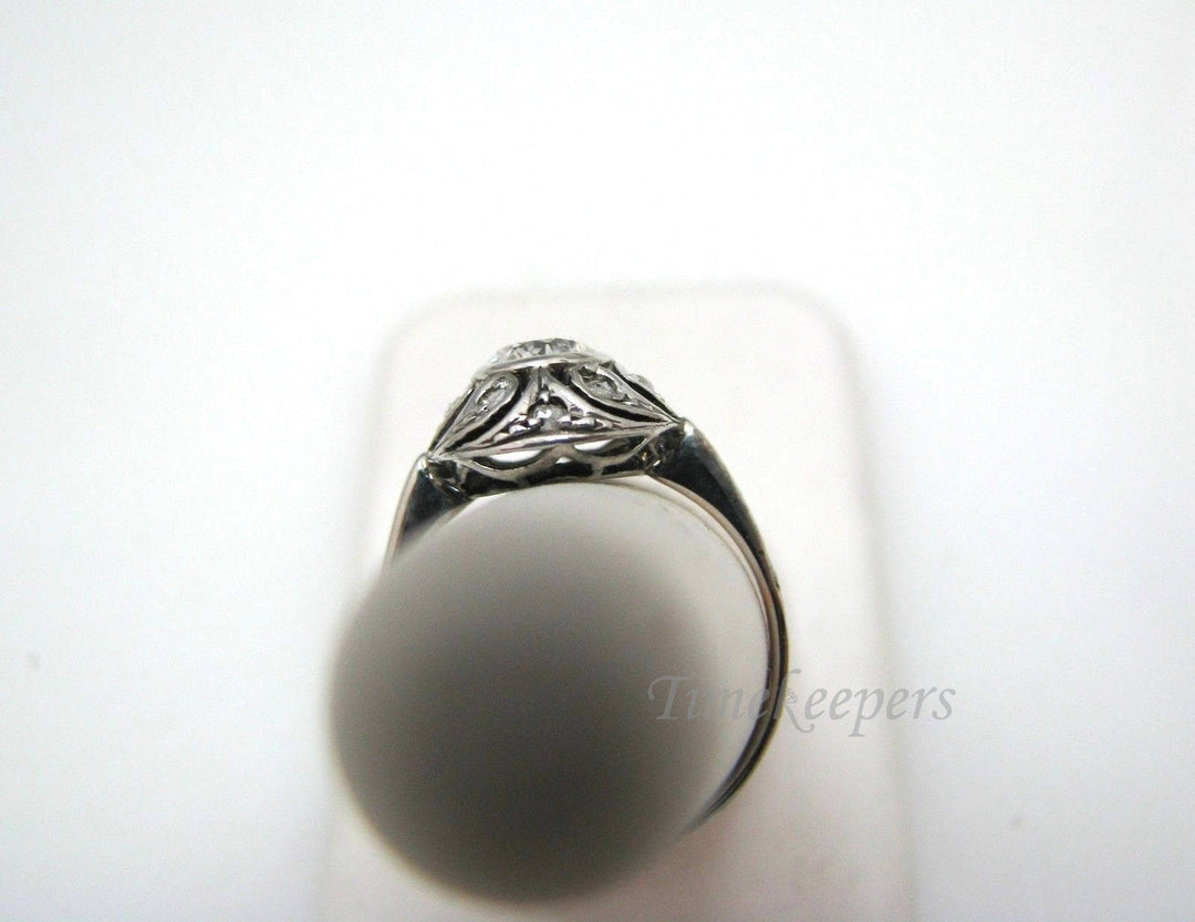 a838 Vintage Beautiful Diamond Ring in 10k White Gold Size 5